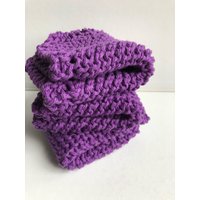 Baumwolle Hand Gestrickt Geschirrtuch Lila Geschirrtücher , Waschlappen, Wiederverwendbare Umweltfreundliche Baumwolltücher von ButtonsandYarnOHMY