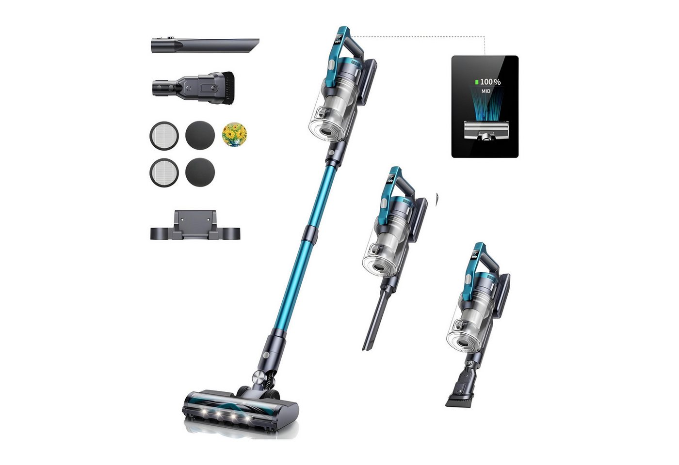 Buture Akku-Hand-und Stielstaubsauger Akkustaubsauger – 40 kPa Power, OLED-Display & 55 Min Laufzeit, 450 W, beutellos, OLED-Display, starke Saugleistung, verschiedene Aufsätze Buture Akku-Hand-und Stielstaubsauger Akkustaubsauger – 40 kPa Power, OLED-Display & 55 Min Laufzeit, 450 W, beutellos, OLED-Display, starke Saugleistung, verschiedene Aufsätze von Buture