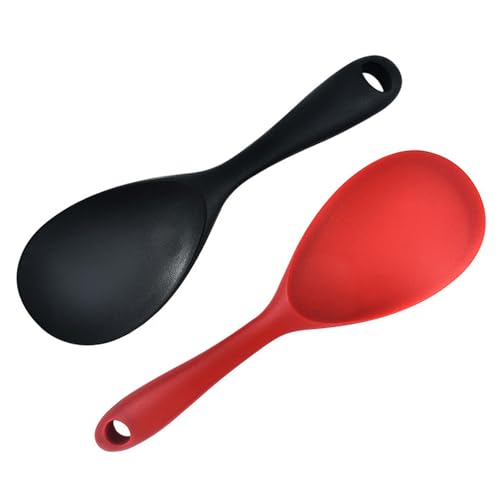 Antihaft Reiskocher Reislöffel, Silikon Reislöffel, Servierlöffel Silikon, Silikon Kochlöffel Für Kartoffelpüree, 2 Stück Reis Kocher Kochlöffel, Vertikaler Reislöffel, Reiskocher LöFfel Langlebiger von Butyeak