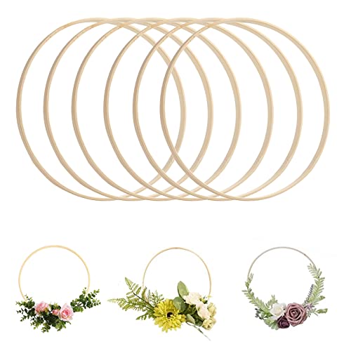Bambus Bastelring, Bambus Blumenkranz Makramee Ringe, Traumfänger Ringe Set, 6 Stück 20cm Ringe zum Basteln, für DIY Traumfänger Hochzeitskranz Wandbehang Deko von Butyeak