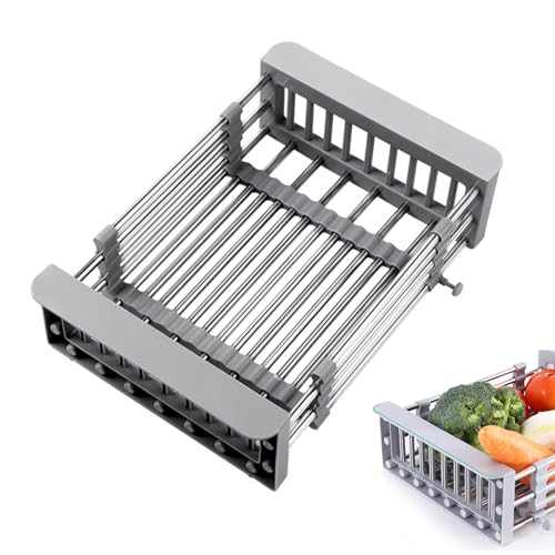 Butyeak Erweiterbares Abtropfgestell, Dish Drying Rack, Edelstahl Geschirrkorb, Abtropfgestell Geschirr, Geschirrabtropfgestell Edelstahl, Erweiterbares Abtropfgestell über der Spüle, (29-47,5CM) von Butyeak