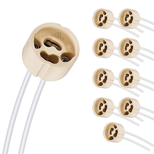 Butyeak GU10 Fassung für LED und Halogen - Keramik Sockel Mit 15CM Stromleitung - Für Glühlampe Oder Halogen, 10 Stück von Butyeak