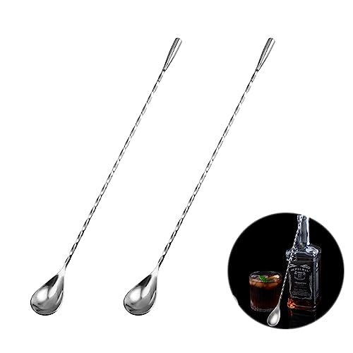 Cocktail-Mischlöffel aus Edelstahl,Cocktail Rührlöffel, Edelstahl Cocktailstäbchen, Barlöffel Rühroffel 30 cm Langer Griff, Cocktail Stirrers, Premium Edelstahl Cocktail GeträNke GeträNk RüHr Stab von Butyeak