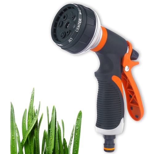 Einstellbarer Wasserdurchfluss Spritzpistolen, Hochdruck Garten Handbrause, Gartenbrause zur Bewässerung, Gartenbrause, Handbrause Garten-Spritzpistolen, 8 Bewässerungsmuster, für Rasen Autowaschen von Butyeak
