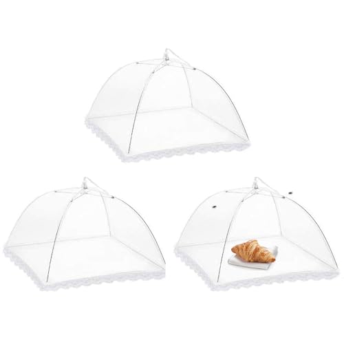 Faltbarer Fliegenschirm, 3 Stück Faltbare Abdeckhaube Lebensmittel Abdeckung Zelt obsthaube Kuchenabdeckung Abdeckung Fliegen-Schutz, für Essen Lebensmittel Grill Partys Buffets Camping,32x32cm von Butyeak