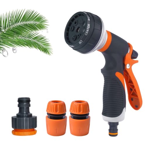 Handbrause Garten-Spritzpistolen, Einstellbarer Wasserdurchfluss Spritzpistolen, Gartenbrause zur Bewässerung, Gartenbrause, Garten Handbrause, mit Wasserleitungsanschlusszubehör 8 Bewässerungsmuster von Butyeak