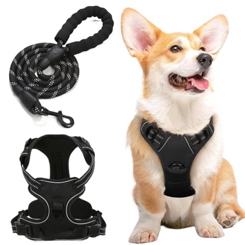 Hundegeschirr mit Leine, Geschirr Hund, Dog Harness, Antizuggeschirr für Große Hunde, Hundegeschirr mit Griff, Anti Zug Geschirr für Haustier, Brustgeschirr mit Reflexstreifen für Labrador Hundegeschirr mit Leine, Geschirr Hund, Dog Harness, Antizuggeschirr für Große Hunde, Hundegeschirr mit Griff, Anti Zug Geschirr für Haustier, Brustgeschirr mit Reflexstreifen für Labrador von Butyeak