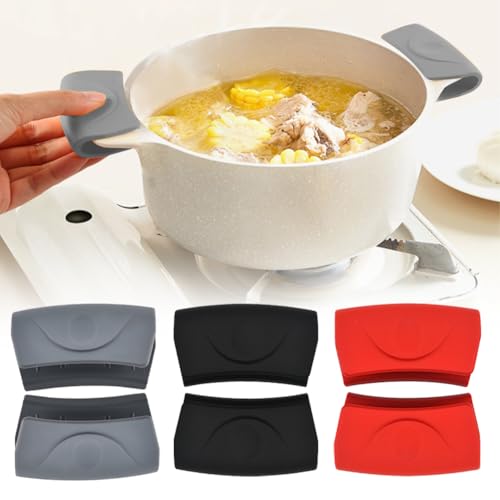 Silikon-Topfhalter, Silikongriffe für Töpfe, Silikon Topflappen Griffhalter, 3 Paar Hot Pot Griff-Abdeckung, Topflappenhandschuhe Griff, Topflappen-Abdeckung von Butyeak