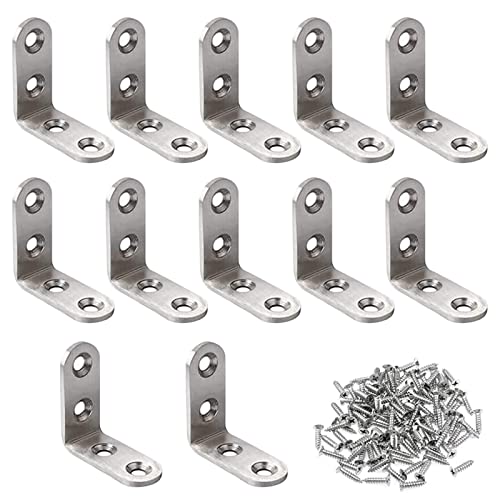 Winkel Klammern, Winkelverbinder, Winkel, Edelstahl Winkel, 12 Stück 40X40mm L-Form Rechtwinkliges Edelstahl Ecke Klammer Möbel Winkel Mit 50 Screws für Tabelle Stuhl Bücherregal Silver von Butyeak