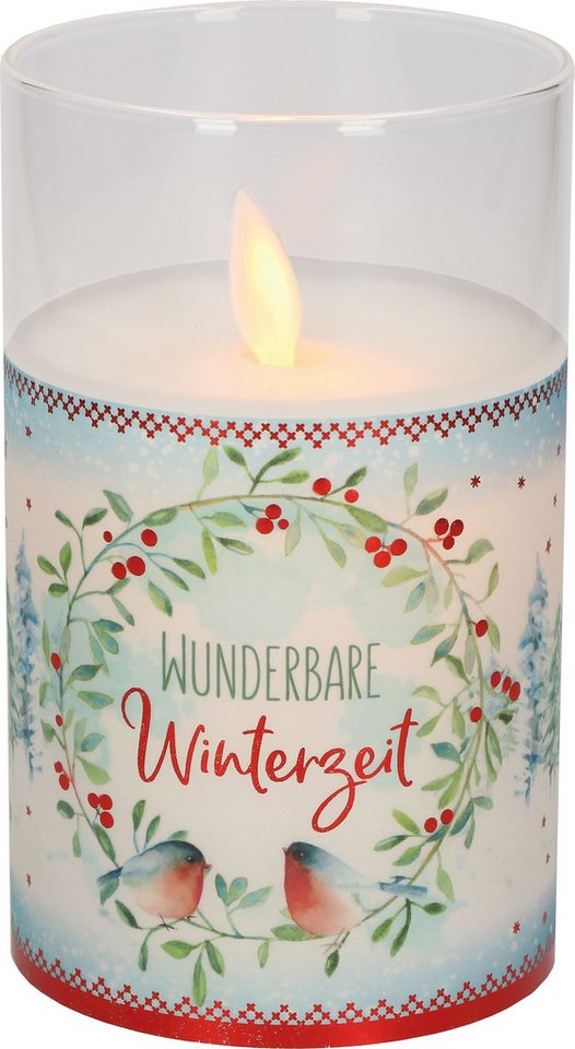 Butzon & Bercker Verlag Windlicht LED-Glaswindlicht mit Echtwachskerze - Wunderbare Winterzeit von Butzon & Bercker Verlag