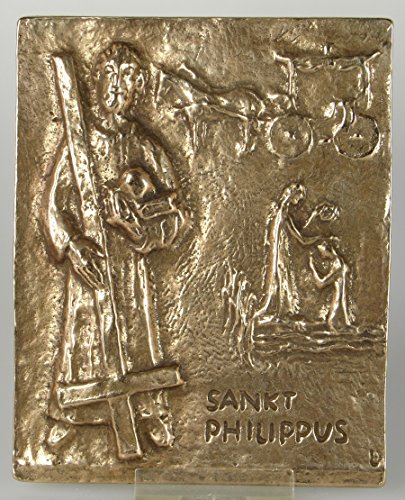 Bronze Relief Heiliger Philippus - Philipp, 13x10 cm von Butzon & Bercker