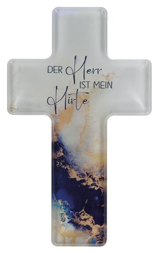 Butzon & Bercker BUTZON & BERCKER Kinderkreuz aus Acrylglas – Der Herr ist mein Hirte. Wandkreuz in weiß und blau mit aufgedrucktem Segenswunsch. Wunderschönes christliches Geschenk Jungen & Mädchen von Butzon & Bercker
