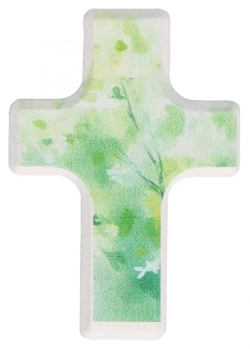 Butzon & Bercker Handschmeichlerkreuz - Der Herr ist meine Kraft. Christlicher Glücksbringer aus Holz, weiß bedruckt, mit grünem Farbspiel im Format 6 x 4 cm von Butzon & Bercker