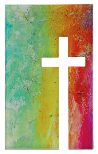 Butzon & Bercker Kreuzrelief aus Acrylglas. Hochwertiges Wandrelief aus Glas in Regenbogenfarben mit durchbrochenem Kreuz-Motiv, im Format 18 x 11 cm. Ideal als kleines Geschenk von Butzon & Bercker