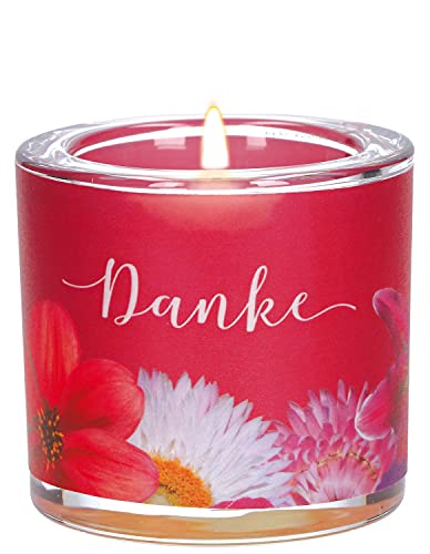 Butzon & Bercker Lichtmomente Windlicht - Danke - Teelichthalter mundgeblasen inkl. Teelicht und Geschenkverpackung – christliches Geschenk zum Muttertag, Weihnachten oder Geburtstag von Butzon & Bercker