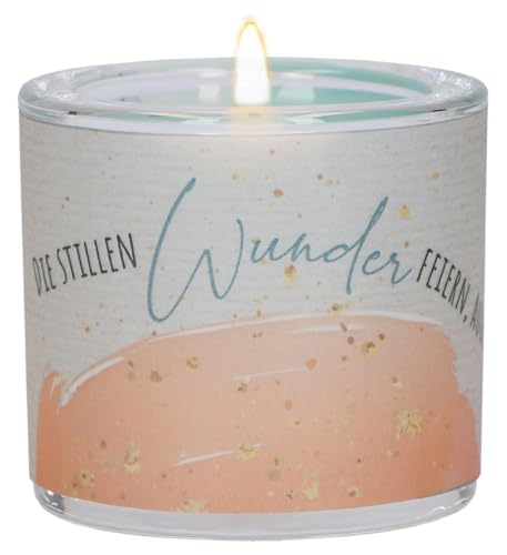 Butzon & Bercker Lichtmomente Windlicht – Die stillen Wunder – Mundgeblasenes Glas mit Spruch – Geschenkidee für Geburtstag, Freundschaft & Dankeschön von Butzon & Bercker