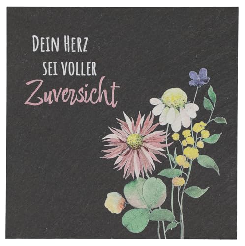 Butzon & Bercker Schiefertafel - Dein Herz... Inspiration als Geschenk für Einzug, Dankeschön oder einfach so. Schieferplatte im Format 10 x 10 cm zum Aufhängen, Lieferung auf Backcard von Butzon & Bercker