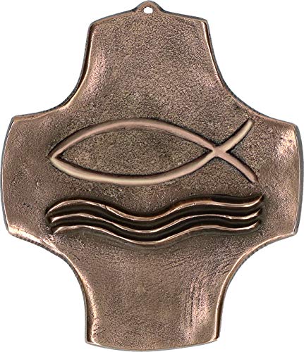 Butzon & Bercker Taufkreuz Fisch Ichthys 11 cm Bronze Wandkreuz 11 cm Kruzifix Kreuz von Butzon & Bercker