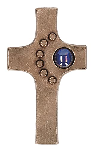 Butzon & Bercker Wandkreuz mit blauem Glasstein Bronze 15,5 cm Schmuckkreuz Kruzifix von Butzon & Bercker