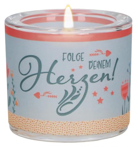 Butzon & Bercker Windlicht zur Firmung & Konfirmation `Folge Deinem Herzen` – Glas-Teelichthalter mit Spruch – Geschenk mit Licht & Botschaft – Inkl. Geschenkverpackung von Butzon & Bercker