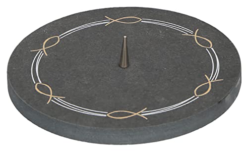 Edler Kerzen-Halter aus Schiefer mit Fischsymbol für Kerzen bis Ø 8 cm. Mit Dorn von Butzon & Bercker