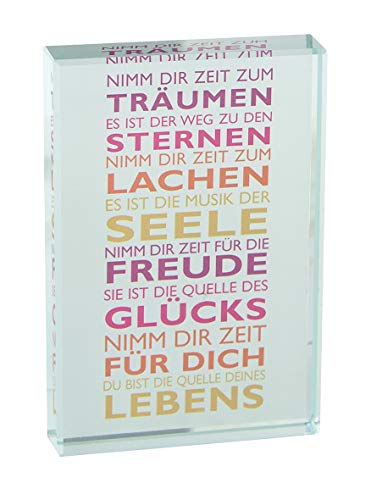 Glasquader "Nimm Dir Zeit ...", Butzon&Bercker Qualität 9x6x1cm mit Expertise und Geschenkverpackung von Butzon & Bercker
