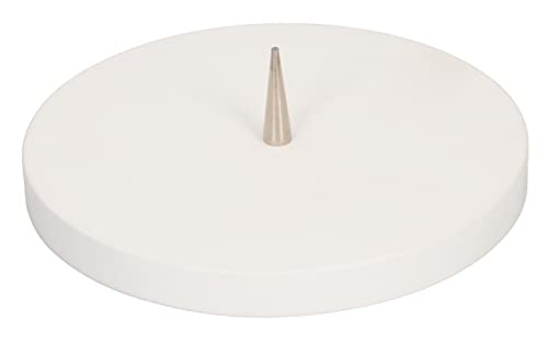 Kerzen-Halter aus Buche in Weiß mit Dorn; Maße Ø 14 cm mit Rand, für Kerzen bis 13 cm Durchmesser von Butzon & Bercker