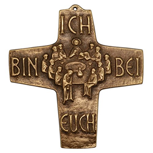 Butzon & Bercker Bronzekreuz „Abendmahl“ – Erstkommunionkreuz (ca. 10 cm), Wandkreuz, Motiv „Ich bin bei euch“ - Abendmahl-Darstellung, Geschenkverpackung - zur Kommunion, Konfirmation oder Firmung von Butzon & Bercker