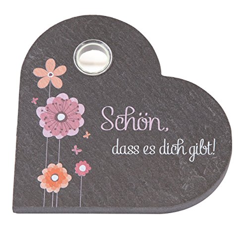 Schieferreilief 10x10 Herzform Schön, dass es dich gibt bedruckt, mit Vase au... von Butzon & Bercker