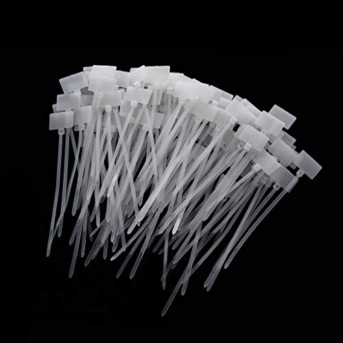 Buwei 100 Stk. Weißer Kunststoff Nylon Mark Tags Etikett Aufkleber Kabel Reißverschlüsse 2x11cm von Buwei