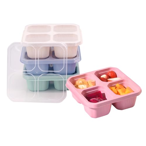 4 Stück Snackboxen mit 4 Fächern, Wiederverwendbare Vesperbox, Kleine Jausenbox mit Deckel Plastik, Kinder Bento Box Auslaufsicher, Snack Behälter, Meal Prep Container für Ausflüge Schule Outdoor 4 Stück Snackboxen mit 4 Fächern, Wiederverwendbare Vesperbox, Kleine Jausenbox mit Deckel Plastik, Kinder Bento Box Auslaufsicher, Snack Behälter, Meal Prep Container für Ausflüge Schule Outdoor von Buwico
