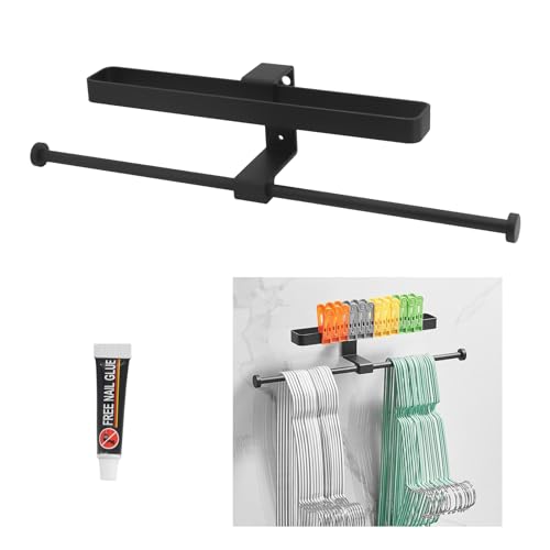 Buwico Kleiderbügel Organizer Stacker, Wand Montiertes Kleiderbügel Aufbewahrung, Platzsparender Metallaufhänger, Geeignet für Aufbewahrung von Kleiderschrank und Badezimmeraufhängern von Buwico