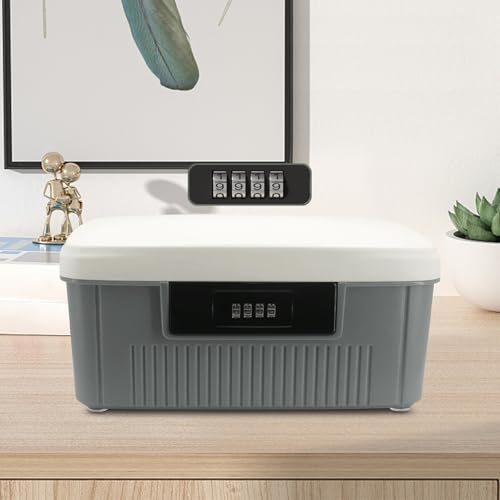 Buwico Tragbare Medizinbox, 25×20×10cm Medikamentenbox mit Zahlenschloss, Medikamenten Aufbewahrung Groß Medizinkoffer,Multifunktions Aufbewahrungsbox Apothekenbox Erste Hilfe Medizinbox (Grau) von Buwico