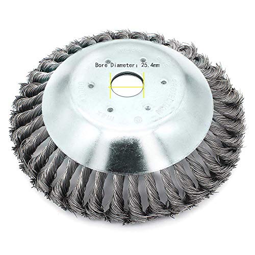 Buwico Wildkraut Fugenbürste Unkrautbürste, 6/8 Zoll Rotary Weed Brush, Stahldraht Unkrautscherkopf, Joint Twist Disc Stahldraht Zopf-Kegelbürste, Durchmesser 150mm/200mm, Innenloch 25.4mm (8 Zoll) von Buwico