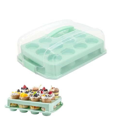 Cupcake Box, Zwei Tier Cake Carrier Storag mit Griff, 24 Muffin/Cupcake Transportbox, Stapelbare Kuchen Caddy, Cupcake Cases für Backen Lagerbehälter Backwaren Container Cupcake Box, Zwei Tier Cake Carrier Storag mit Griff, 24 Muffin/Cupcake Transportbox, Stapelbare Kuchen Caddy, Cupcake Cases für Backen Lagerbehälter Backwaren Container von Buwico