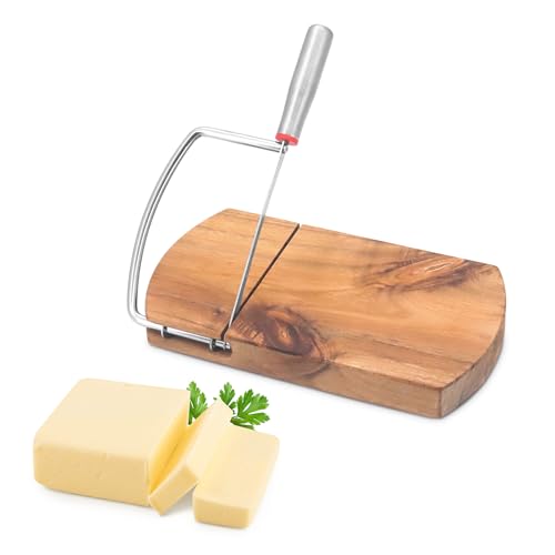Holzkäseschneider - Handwerkliche Acacia Holzkäse Brett mit Edelstahl Drahtschneider - Premium Acacia Holzkäse Messer für Parmesan, Cheddar, Brie - Rustikale Käse Schneidbrett mit rutschfester Basis Holzkäseschneider - Handwerkliche Acacia Holzkäse Brett mit Edelstahl Drahtschneider - Premium Acacia Holzkäse Messer für Parmesan, Cheddar, Brie - Rustikale Käse Schneidbrett mit rutschfester Basis von Buwico