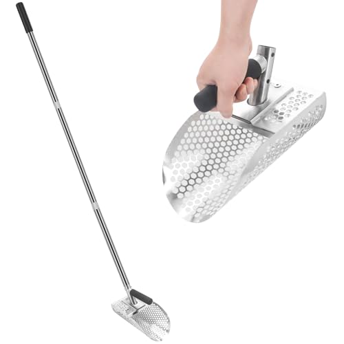 Long Handle Sandschaufel, Edelstahl Metalldetektor Zubehör, Abnehmbare Strandschatzjagdschalte mit Langem Griff für Sandsieb und Schatzjagd, Ideal für Unterwasser-Schatzsuche Long Handle Sandschaufel, Edelstahl Metalldetektor Zubehör, Abnehmbare Strandschatzjagdschalte mit Langem Griff für Sandsieb und Schatzjagd, Ideal für Unterwasser-Schatzsuche von Buwico