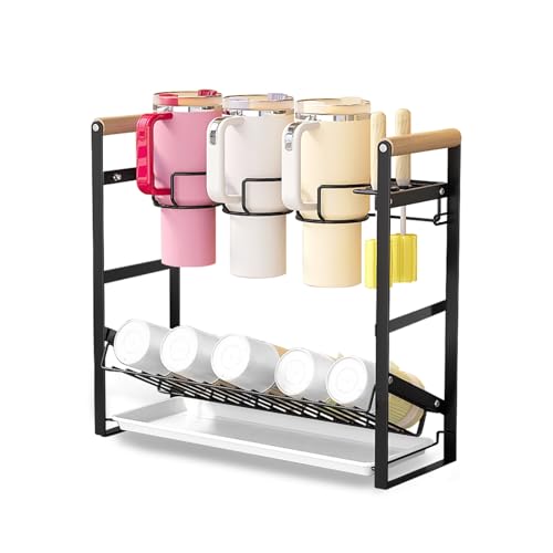 Stanley Cup Flaschenregal, Stanley Kaffeetassehalter Organizer, Metall Arbeitsplattenhalter-Display-Rack, Multifunktionales Tassenständer, Passend für Küche, Büro und Haushalt-Becherhalter von Buwico