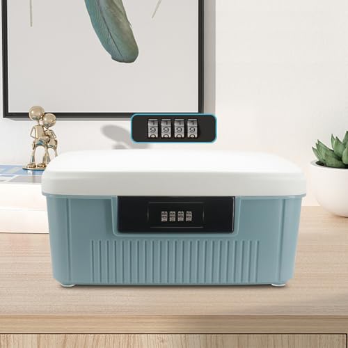 Tragbare Medizinbox, 25×20×10cm Medikamentenbox mit Zahlenschloss, Medikamenten Aufbewahrung Groß Medizinkoffer,Multifunktions Aufbewahrungsbox Apothekenbox Erste Hilfe Medizinbox (Blau) von Buwico