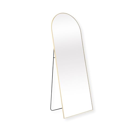 Buxibo Ovaler Bogenspiegel – Gehärtetes Sicherheitsglas Standspiegel – Ganzkörperspiegel – 160x60 cm – Gold von Buxibo