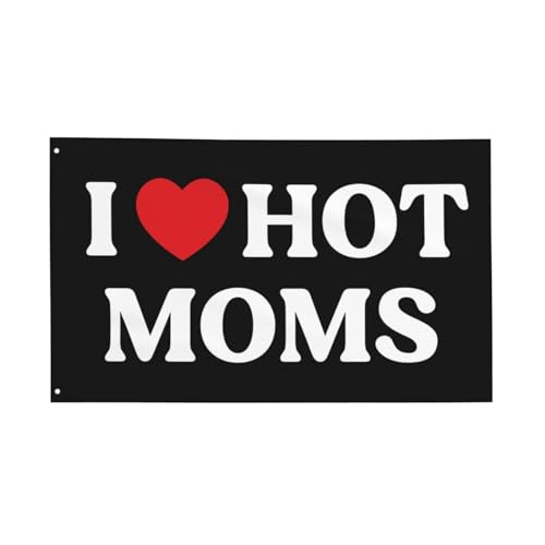 I Love Hot Moms Flagge, Motivationsflagge, Fitness, inspirierende Flaggen für Zimmer, Jungs, coole Flagge für Zuhause, Fitnessstudio, Wanddekoration, für drinnen und draußen, Banner, von Buxtom