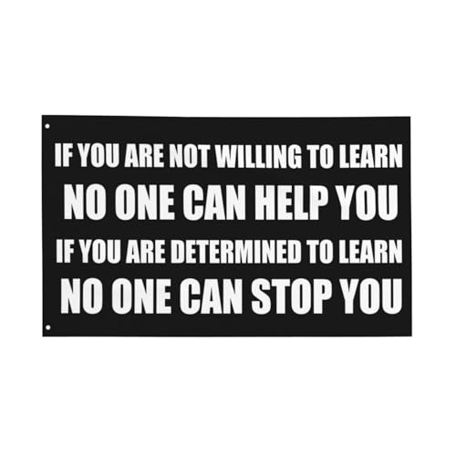 "If You Are Not Willing To Learn No One Can Help You", motivierende Flagge, Fitness, inspirierende Flaggen für Zimmer, Jungs, coole Flagge für Zuhause, Fitnessstudio, Wanddekoration, für drinnen und von Buxtom
