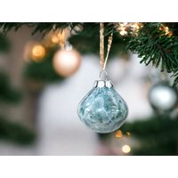 Handgemachte Keramik Weihnachtsbaumschmuck - Blaue Weihnachtsdekoration Einzigartige Christbaumkugel von BuxtonPotteryAU