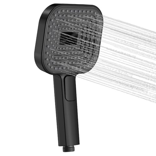 Buycard Duschkopf Schwarz,Duschkopf Groß(Φ135mm) mit 3 Strahlarten, Duschbrause für Duschkopf Wassersparend, Shower Head für Baden,Duschbrause Schwarz. von BuyCard