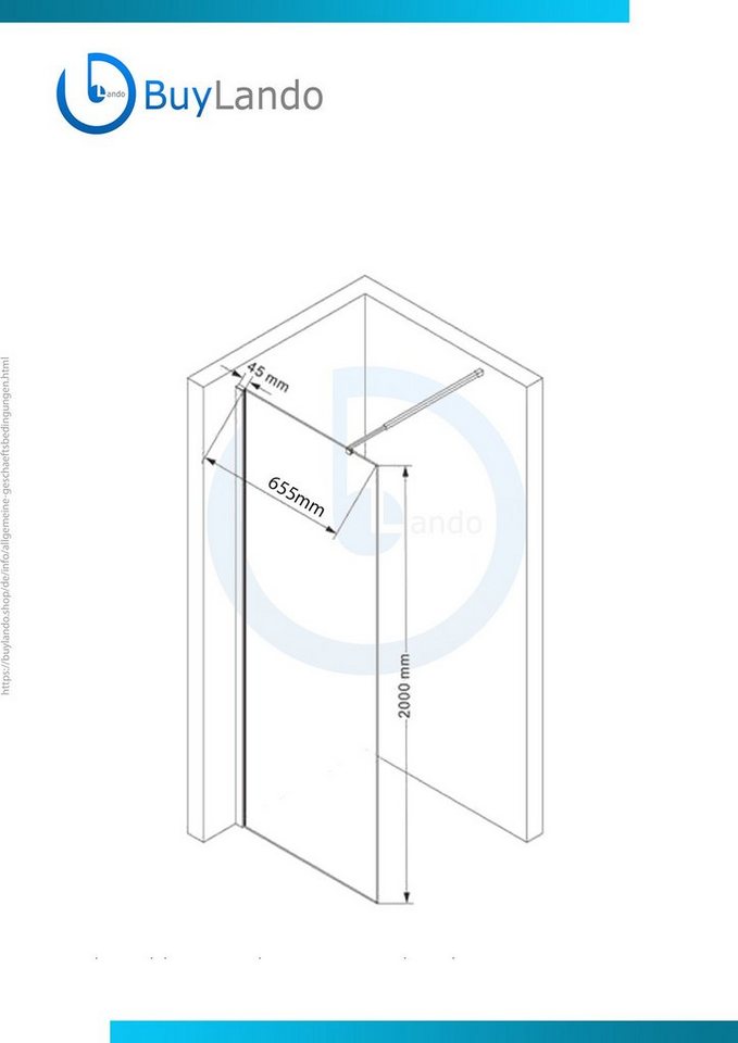 BuyLando.Shop Eckdusche BuyLando.Shop 680x2000x10mm Lily" Duschwand - Dusche - Duschabtrennun" von BuyLando.Shop