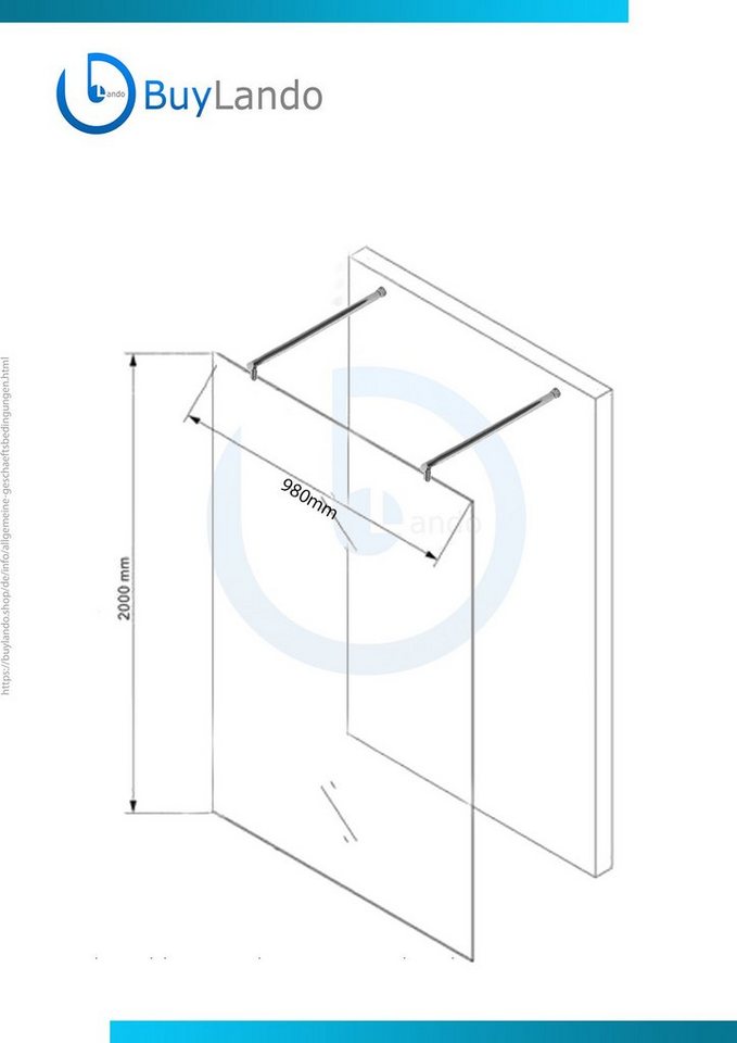 BuyLando.Shop Eckdusche BuyLando.Shop 990x2000x10mm Lily" Duschwand - Duschabtrennung Milchgl" von BuyLando.Shop