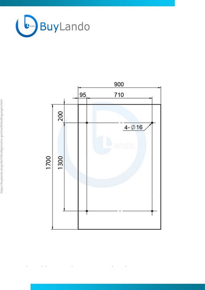 BuyLando.Shop Vordach BuyLando.Shop Glasvordach Klarglas 170x90cm / 13.1mm VSG / Türvordach von BuyLando.Shop