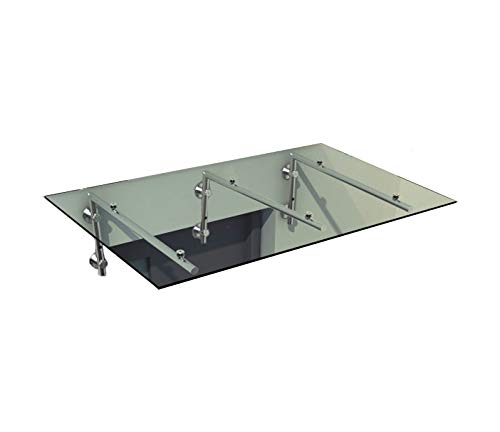 BuyLando-Shop Vordach Glasvordach Türvordach Verbundsicherheitsglas Klarglas VSG Edelstahl (230x90cm (3x L-Halterung)) von BuyLando