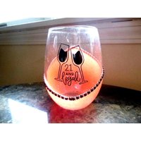 Personalisierte Glitter Stemless Weinglas Mit Strassband von BuyMeBling