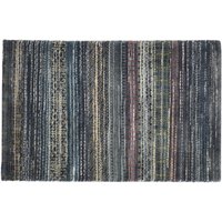 Wolle Anthrazit Teppich 2 "x 3' Moderner Handgeknüpfter Boho Gestreifter Kleiner von BuyRugsOnline